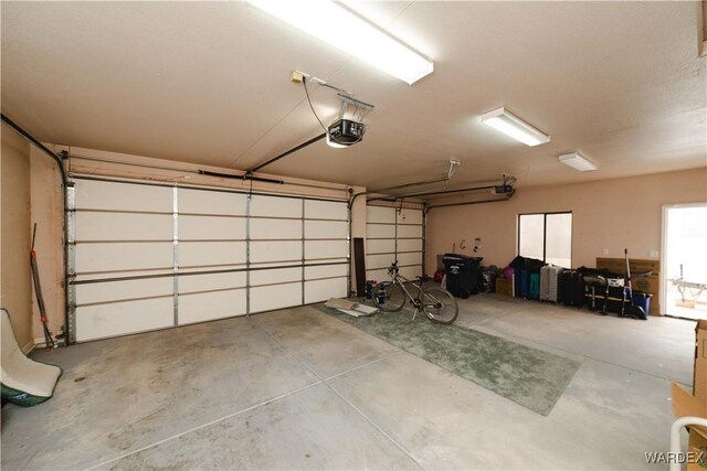 garage with a garage door opener