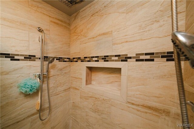 interior details with tiled shower