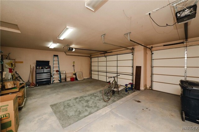 garage with a garage door opener