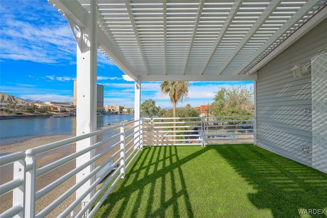 balcony with a water view