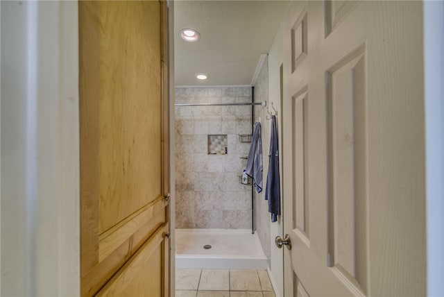 3408 Sunriver Rd Unit 207 B6, Bullhead City, AZ 86429 - full bath with a shower stall, tile patterned flooring, and recessed lighting