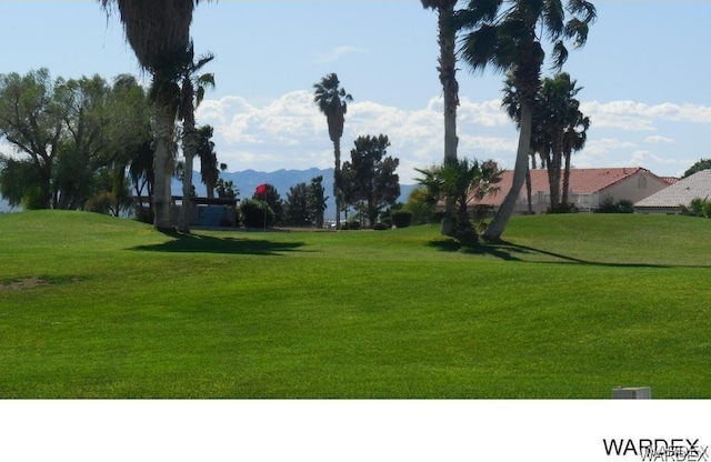 view of yard with a mountain view