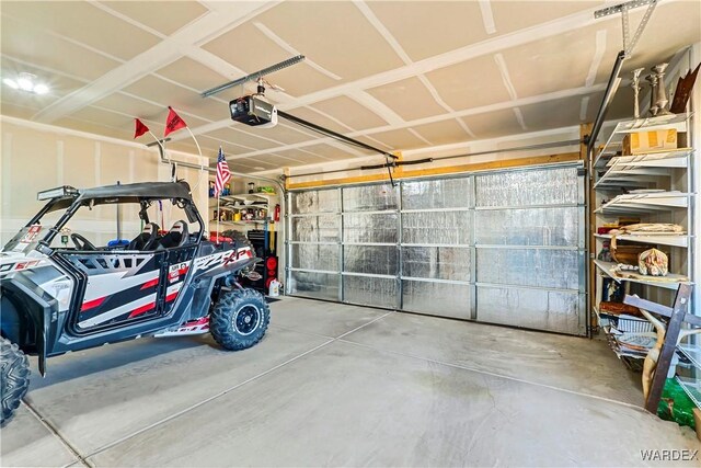 garage with a garage door opener