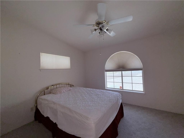 2217 E Emerald River Way, Fort Mohave, AZ 86426 - bedroom featuring carpet, ceiling fan, and vaulted ceiling