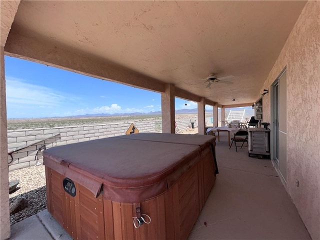 2217 E Emerald River Way, Fort Mohave, AZ 86426 - view of patio / terrace with a hot tub and a ceiling fan