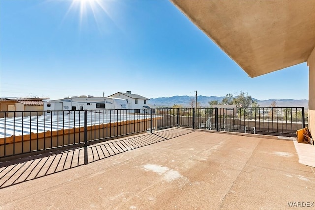 view of patio with a mountain view