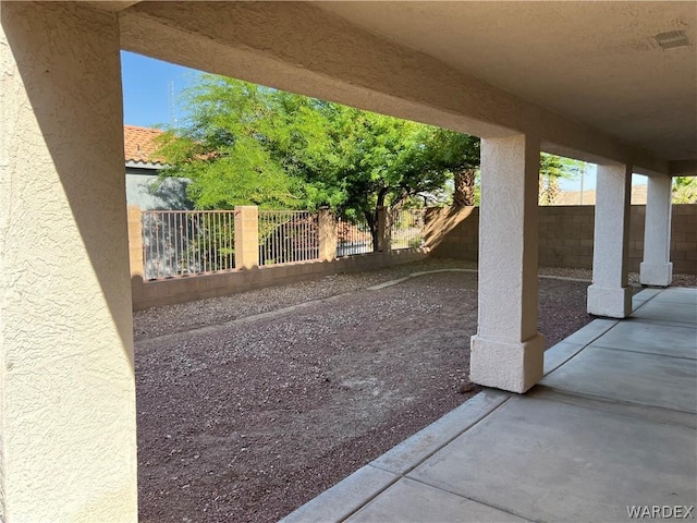 view of patio featuring a fenced backyard