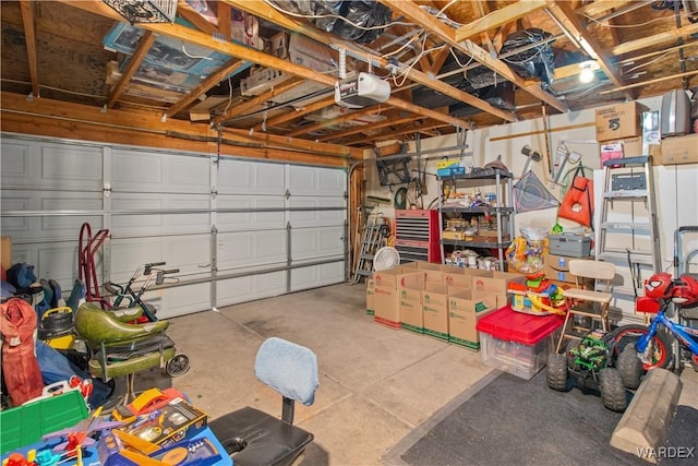 garage with a garage door opener