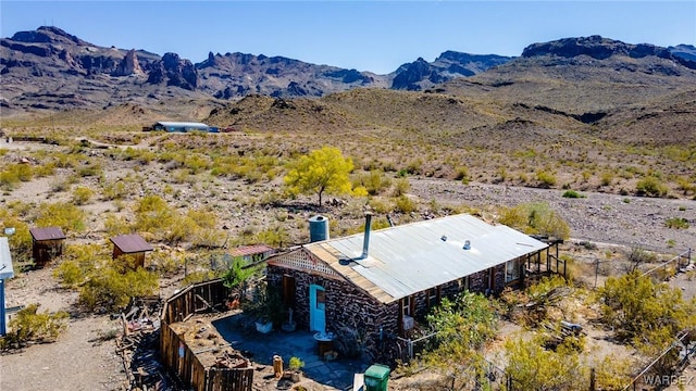 bird's eye view featuring a desert view and a mountain view