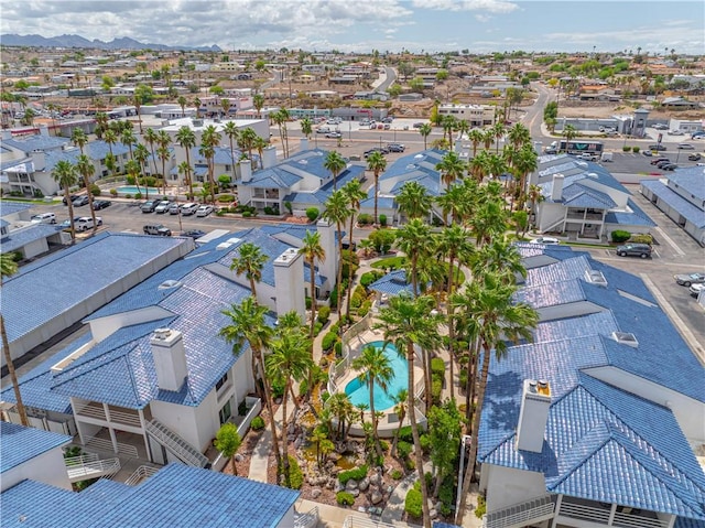 1800 Clubhouse Dr Unit D41, Bullhead City, AZ 86442 - aerial perspective of suburban area featuring a mountainous background and a pool