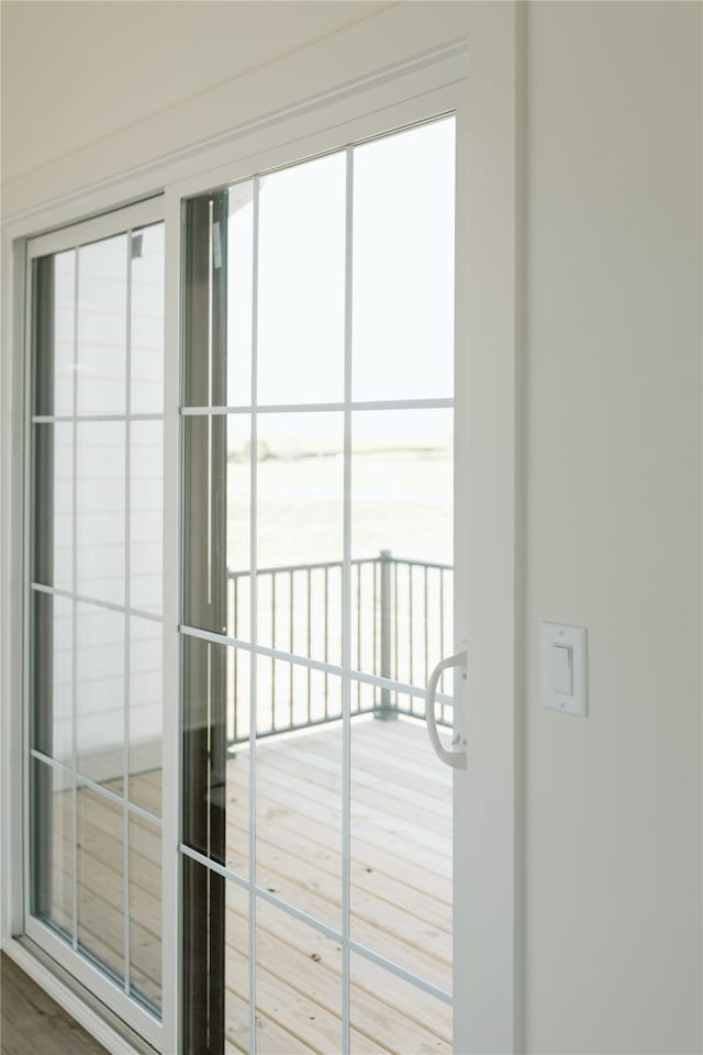 entryway with hardwood / wood-style flooring