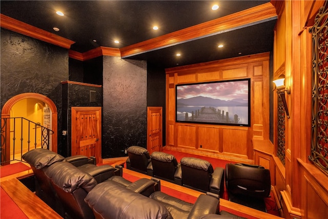 cinema with wooden walls and beam ceiling