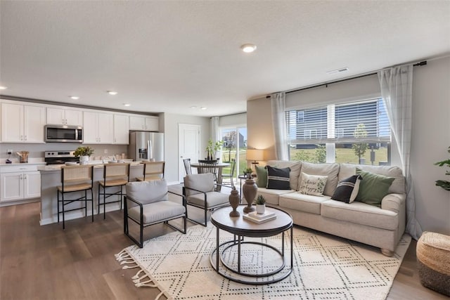 living room featuring light hardwood / wood-style flooring