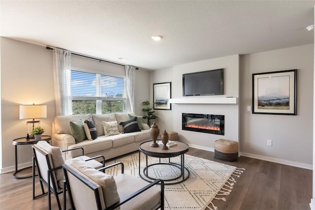 living room with hardwood / wood-style flooring