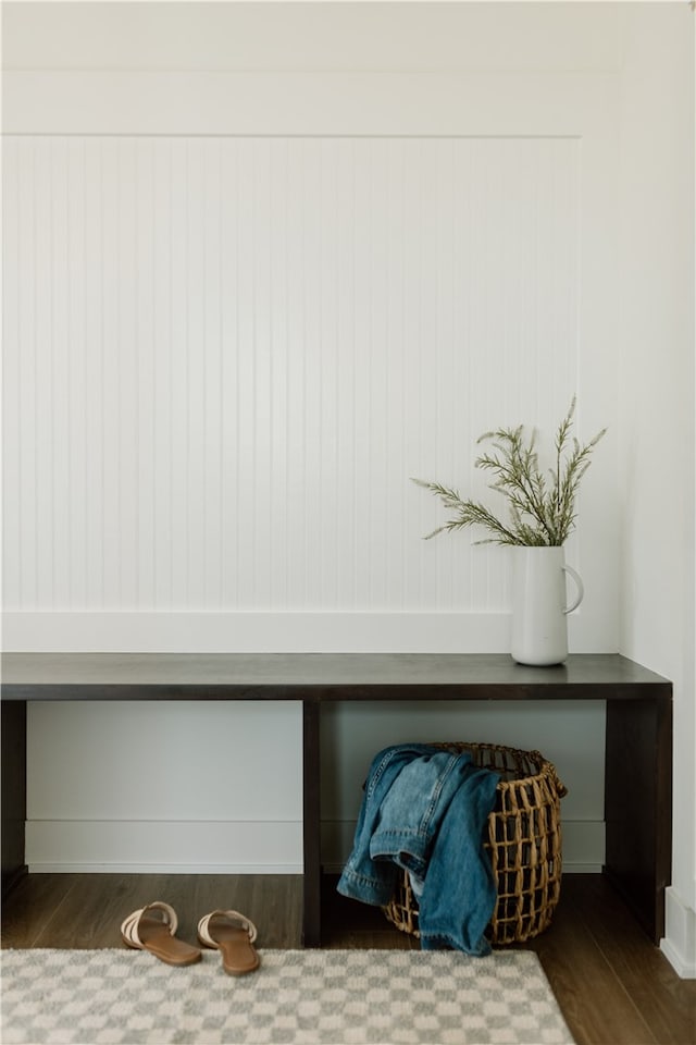 mudroom with wood-type flooring