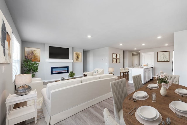 dining area featuring light hardwood / wood-style flooring