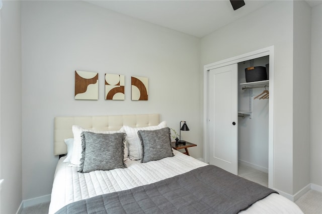 carpeted bedroom featuring a closet