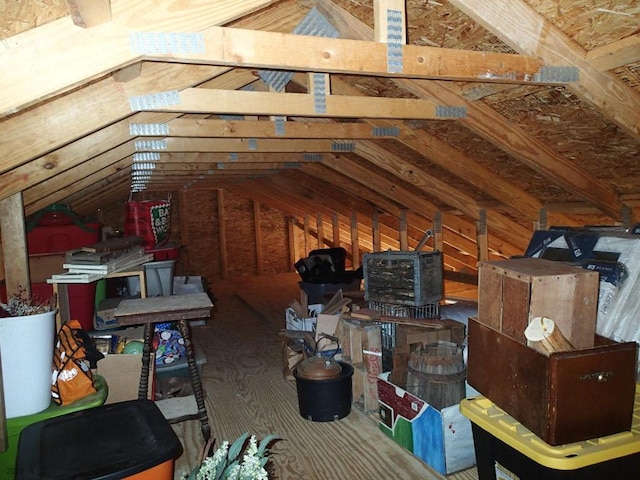 view of unfinished attic