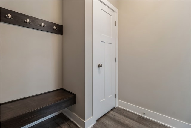 mudroom with dark hardwood / wood-style floors