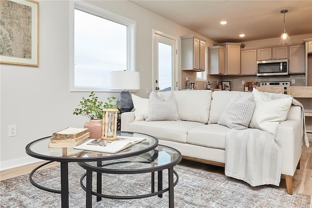 living room featuring light hardwood / wood-style flooring