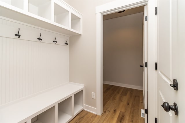 mudroom featuring wood-type flooring