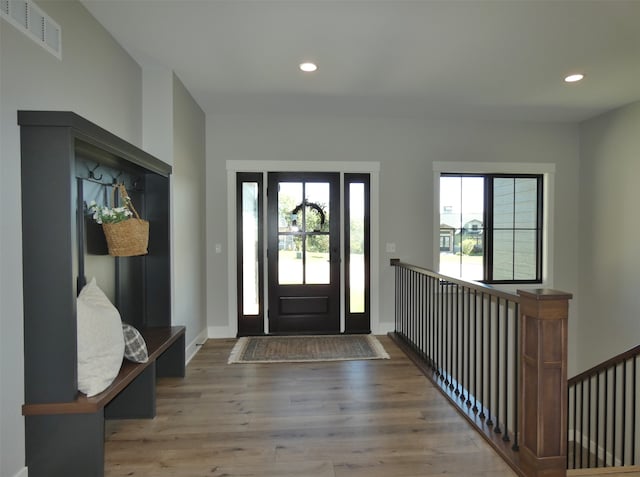 foyer with hardwood / wood-style floors