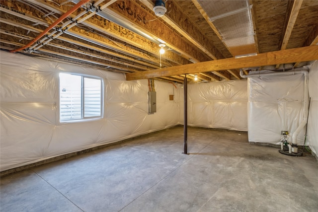 basement with electric panel