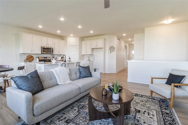 living room featuring light hardwood / wood-style floors