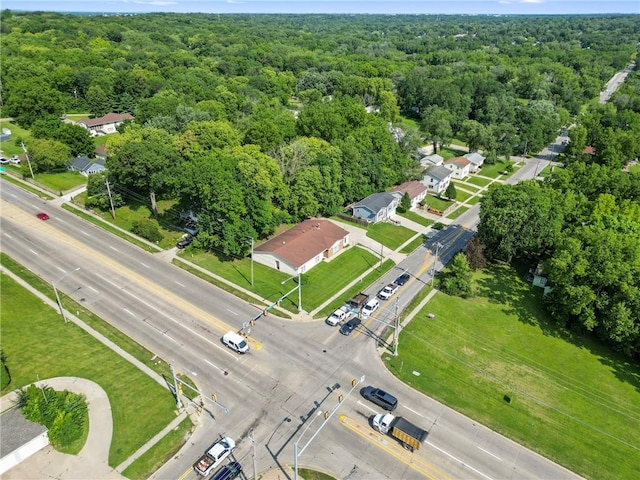 drone / aerial view with a view of trees