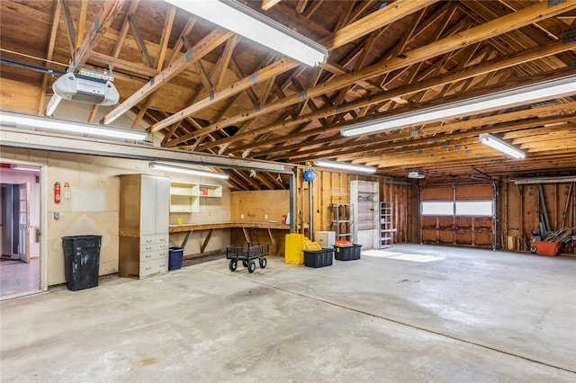 garage with a garage door opener