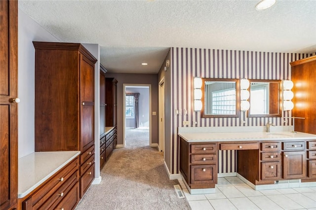 bathroom featuring vanity and a textured ceiling