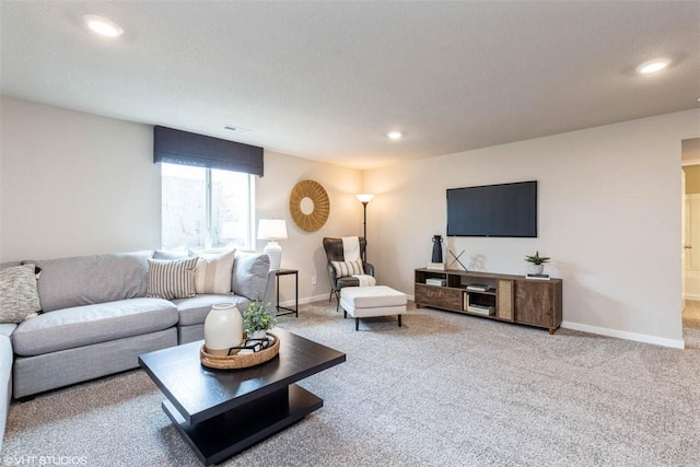 living room featuring carpet floors