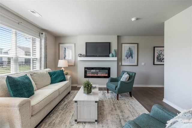 living room featuring light hardwood / wood-style flooring