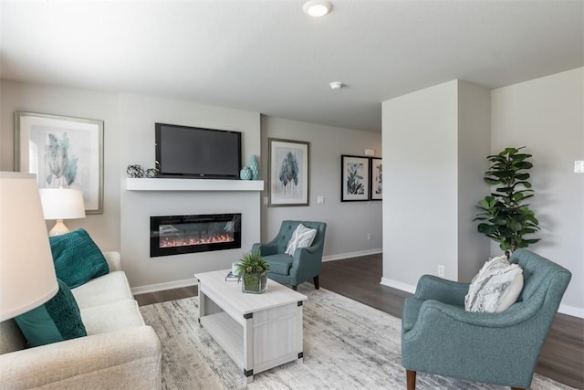 living room with hardwood / wood-style flooring