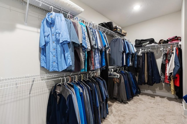 walk in closet featuring carpet