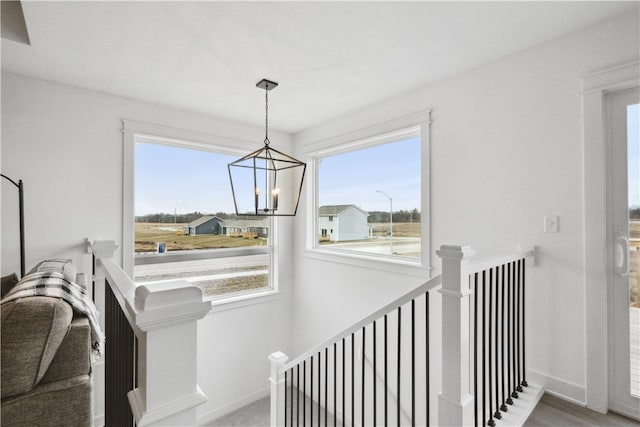 interior space featuring a chandelier