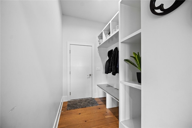 mudroom with hardwood / wood-style floors