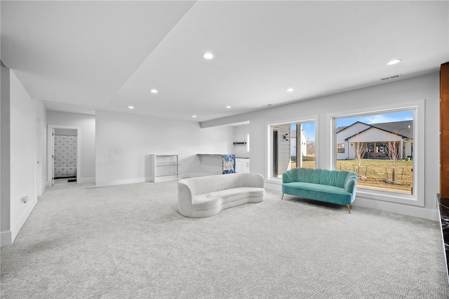 living room featuring carpet floors