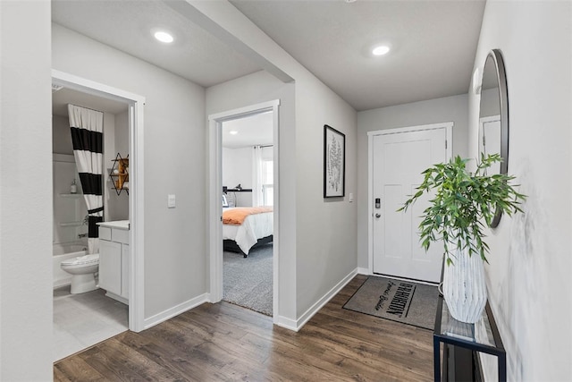 entryway featuring dark hardwood / wood-style floors