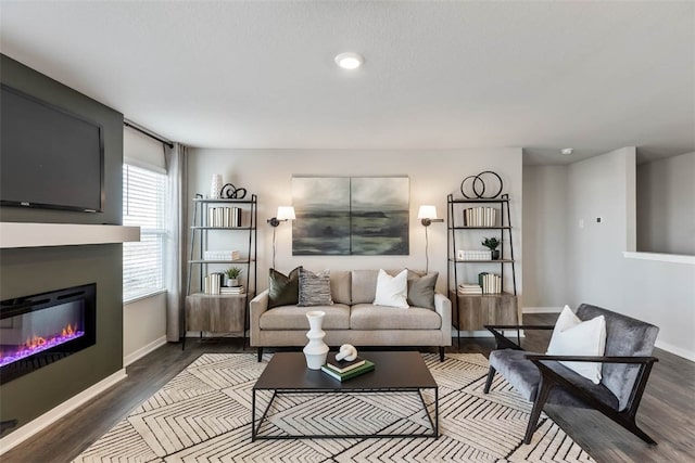 living room featuring dark hardwood / wood-style flooring