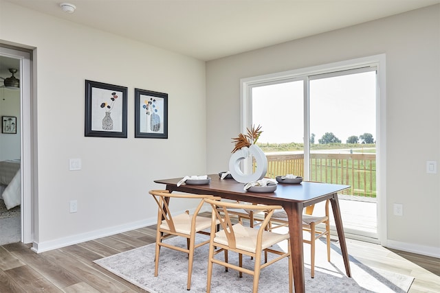 dining space featuring hardwood / wood-style floors