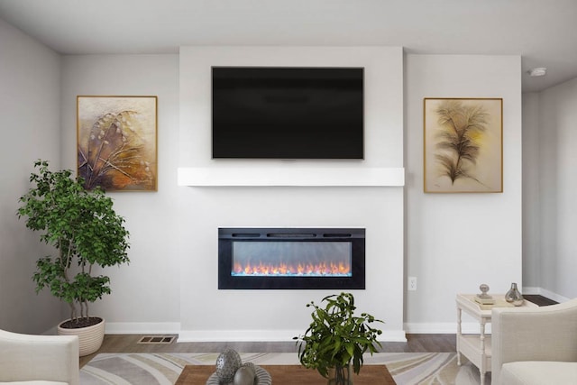 living room with hardwood / wood-style floors