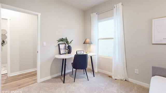 carpeted office space with a healthy amount of sunlight