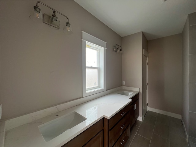 bathroom featuring vanity and tile patterned floors