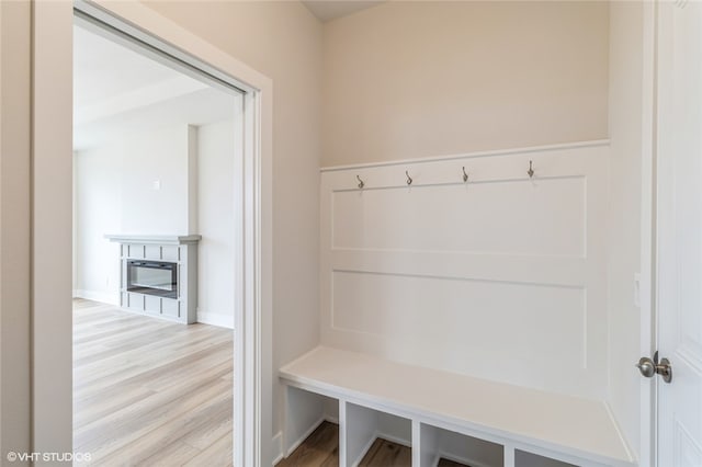 mudroom featuring light hardwood / wood-style floors