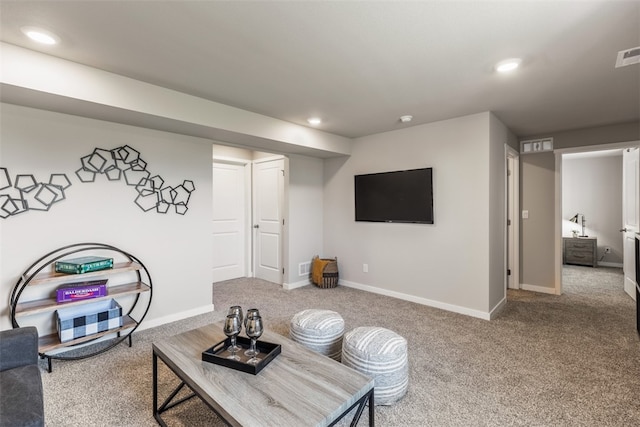 living room with carpet floors