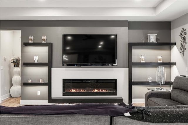 living room with light hardwood / wood-style floors