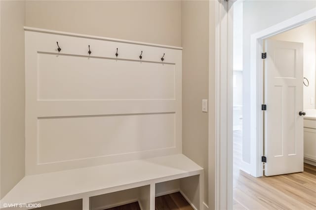 mudroom with light wood-type flooring