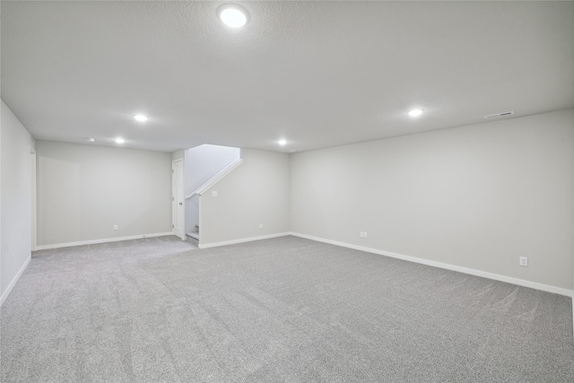 basement with carpet