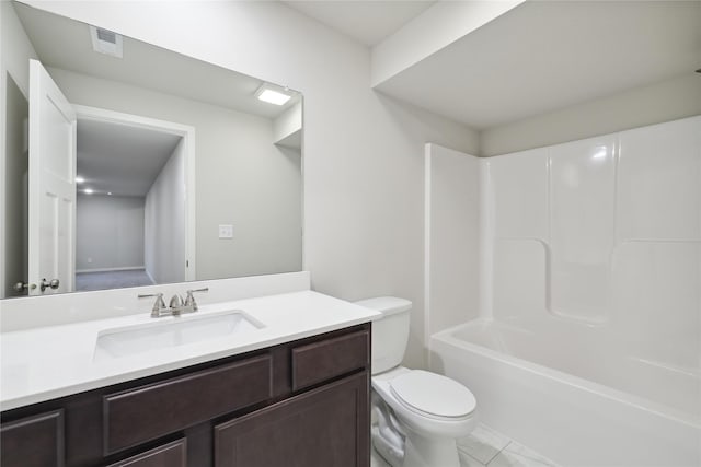 full bathroom featuring vanity, toilet, and shower / bath combination